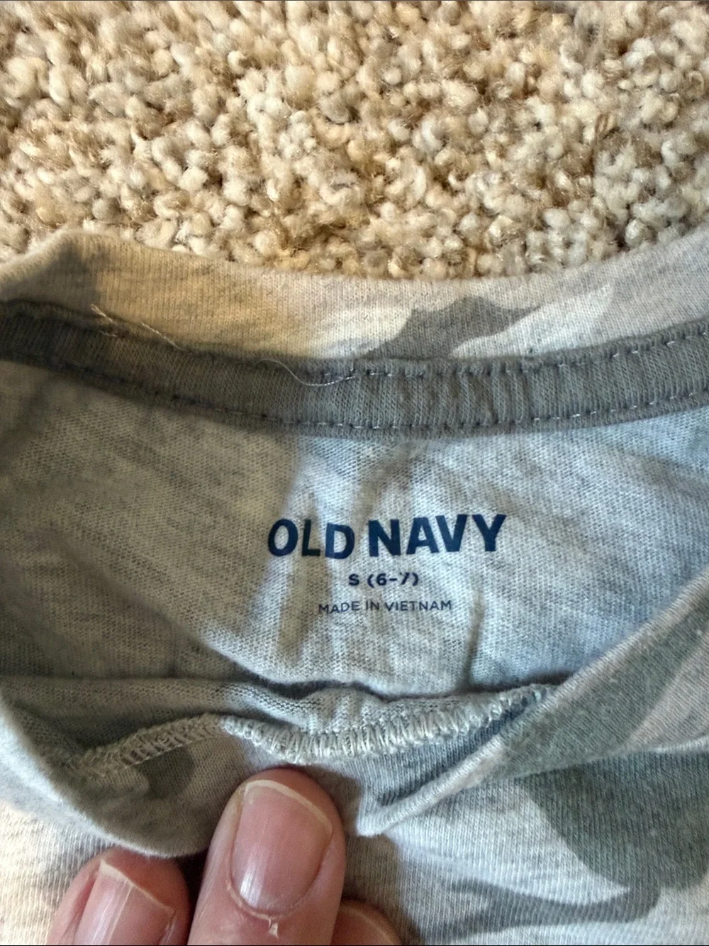 Old Navy/GAP Kids Sage Henley Tee & Camo Long Sleeve Top (2-Pack) size 6-7